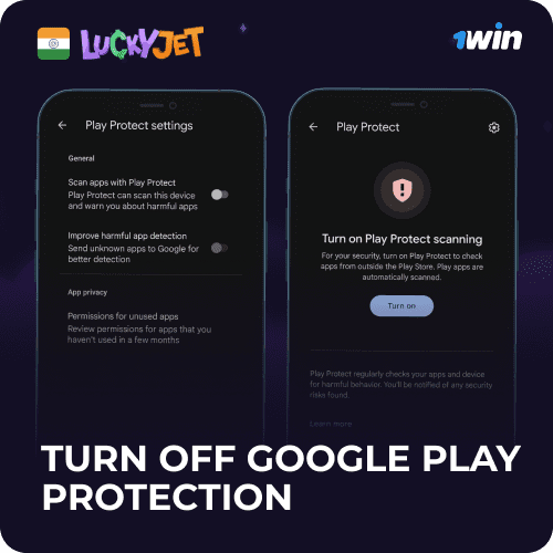 how to turn off protection for lucky Jet 1win 
