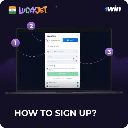 how to sign up 1win lucky jet