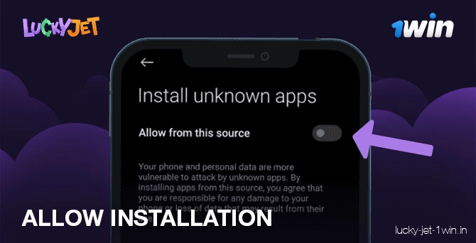 allow installation – Lucky Jet Allow installation of files from unknown sources