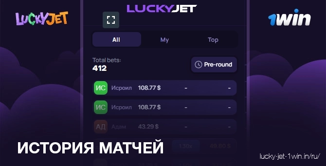 история матчей – Lucky Jet Панель истории матчей